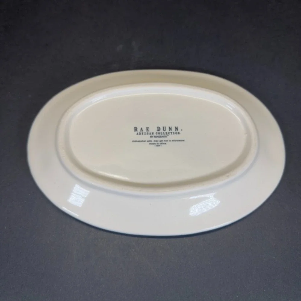 Rae Dunn BLESSED Oval‎ Plate White Ceramic Appetizer Snack Dish Farmhouse Decor